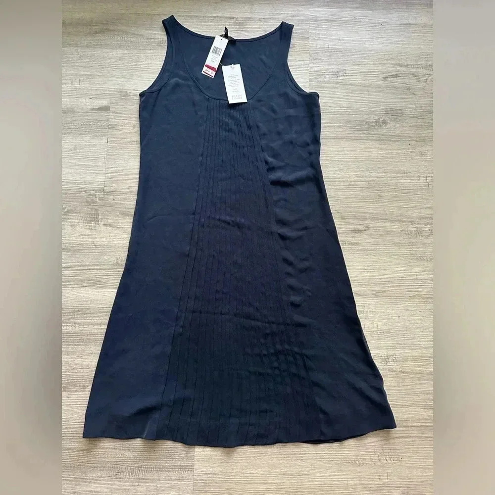 J crew silk dress navy blue color super elegant and fresh Sz XS fits like M - Picture 7 of 7